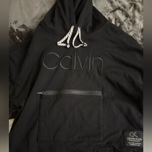 Black Cropped Calvin Klein Performance Fleece/Hoodie